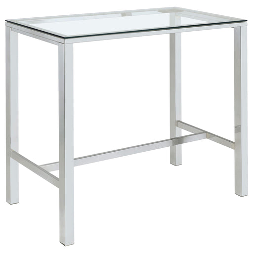 Tolbert Bar Table with Glass Top Chrome - Mattress & Furniture Super Center (Tampa, FL)