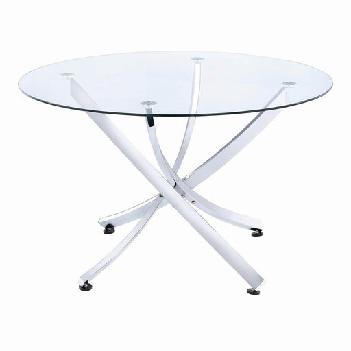 Beckham Round Dining Table Chrome and Clear - Mattress & Furniture Super Center (Tampa, FL)