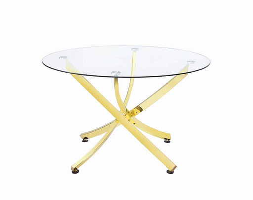 Beckham Round Dining Table Brass and Clear - Mattress & Furniture Super Center (Tampa, FL)