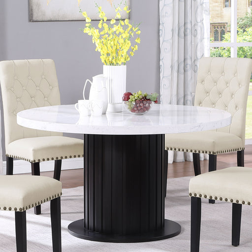 Sherry Round Dining Table Rustic Espresso and White - Mattress & Furniture Super Center (Tampa, FL)
