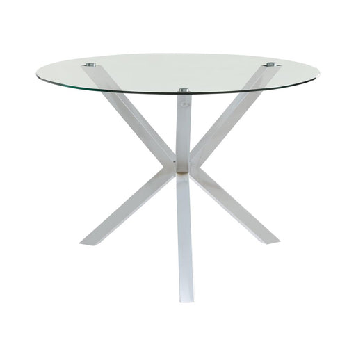Vance Glass Top Dining Table with X-cross Base Chrome - Mattress & Furniture Super Center (Tampa, FL)