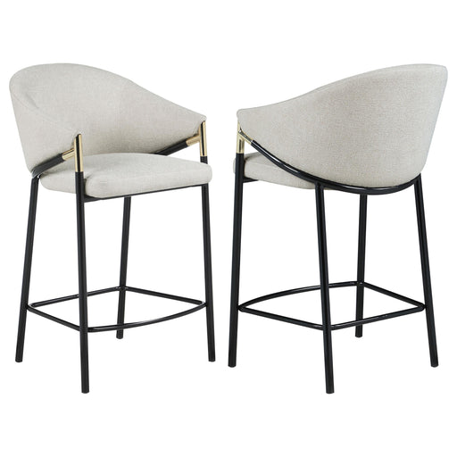Chadwick Sloped Arm Counter Height Stools Beige and Glossy Black (Set of 2) - Mattress & Furniture Super Center (Tampa, FL)