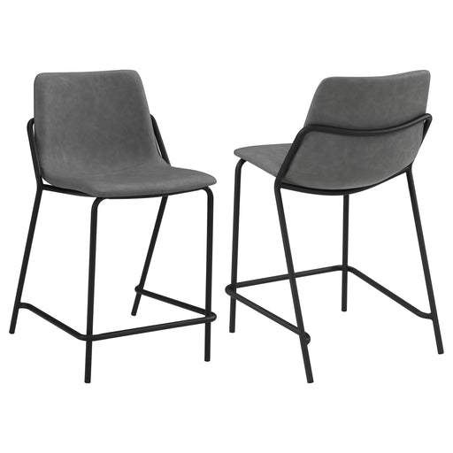 Earnest Solid Back Upholstered Counter Height Stools Grey and Black (Set of 2) - Mattress & Furniture Super Center (Tampa, FL)