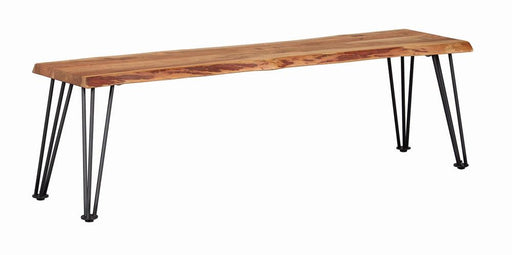 Sherman Bench Natural Acacia and Matte Black - Mattress & Furniture Super Center (Tampa, FL)