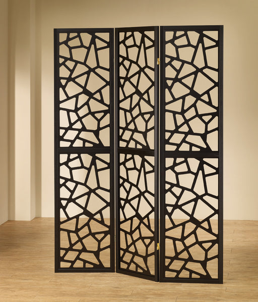 Nailan 3-panel Open Mosaic Pattern Room Divider Black - Mattress & Furniture Super Center (Tampa, FL)