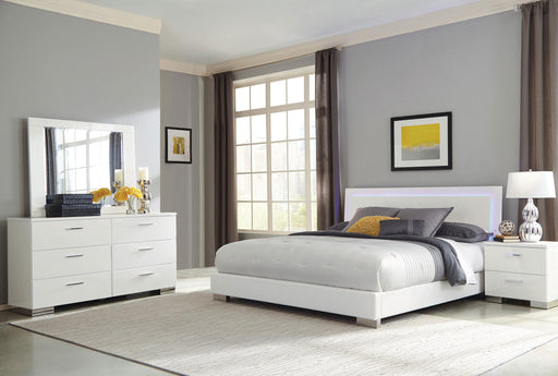 Felicity 4-piece Queen Bedroom Set with LED Headboard Glossy White - Mattress & Furniture Super Center (Tampa, FL)