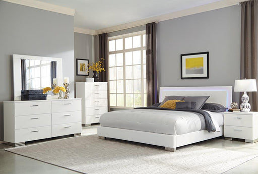 Felicity 5-piece Queen Bedroom Set with LED Headboard Glossy White - Mattress & Furniture Super Center (Tampa, FL)