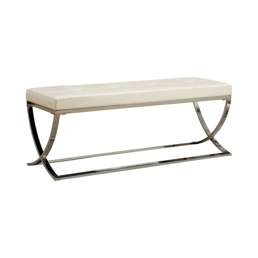 Walton Bench with Metal Base White and Chrome - Mattress & Furniture Super Center (Tampa, FL)