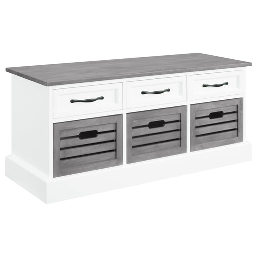 Alma 3-drawer Storage Bench White and Weathered Grey - Mattress & Furniture Super Center (Tampa, FL)