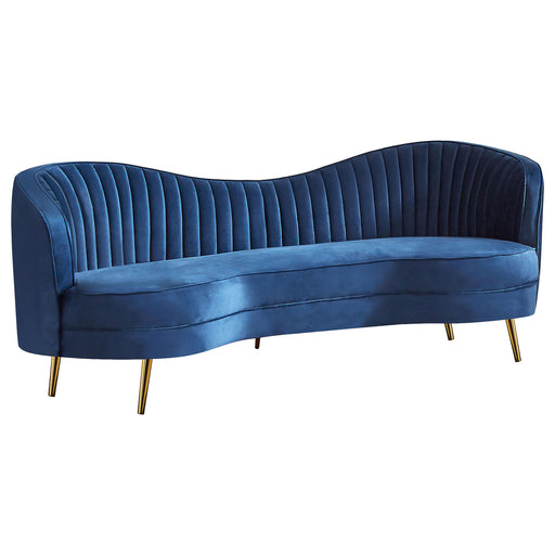Sophia Upholstered Camel Back Sofa Blue - Mattress & Furniture Super Center (Tampa, FL)