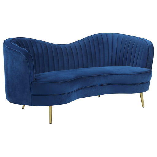 Sophia Upholstered Camel Back Loveseat Blue - Mattress & Furniture Super Center (Tampa, FL)