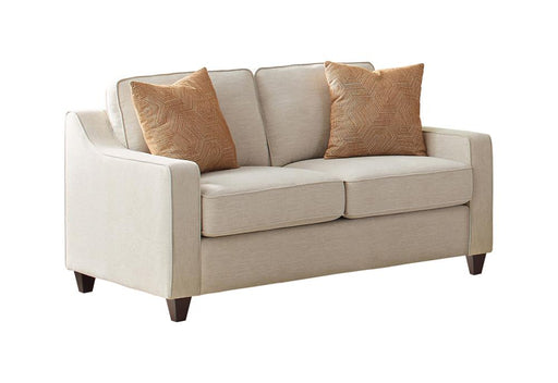 Christine Upholstered Cushion Back Loveseat Beige - Mattress & Furniture Super Center (Tampa, FL)
