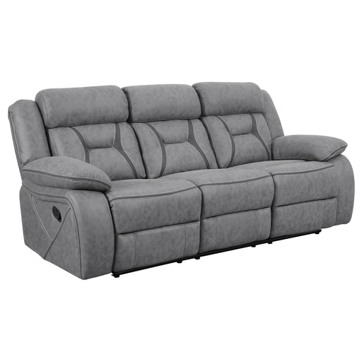 Higgins Pillow Top Arm Upholstered Motion Sofa Grey - Mattress & Furniture Super Center (Tampa, FL)