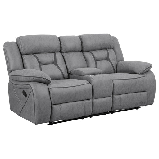 Higgins Pillow Top Arm Motion Loveseat with Console Grey - Mattress & Furniture Super Center (Tampa, FL)