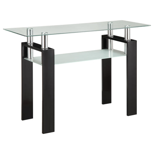 Dyer Tempered Glass Sofa Table with Shelf Black - Mattress & Furniture Super Center (Tampa, FL)