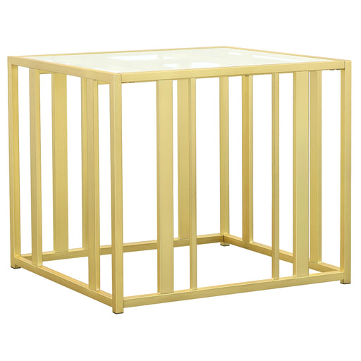 Adri Metal Frame End Table Matte Brass - Mattress & Furniture Super Center (Tampa, FL)