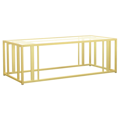 Adri Metal Frame Coffee Table Matte Brass - Mattress & Furniture Super Center (Tampa, FL)