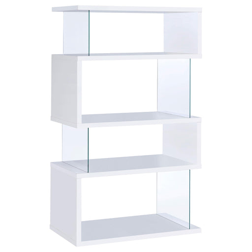Emelle 4-tier Bookcase White and Clear - Mattress & Furniture Super Center (Tampa, FL)