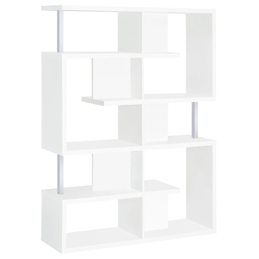 Hoover 5-tier Bookcase White and Chrome - Mattress & Furniture Super Center (Tampa, FL)