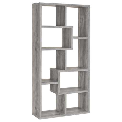 Theo 10-shelf Bookcase Grey Driftwood - Mattress & Furniture Super Center (Tampa, FL)