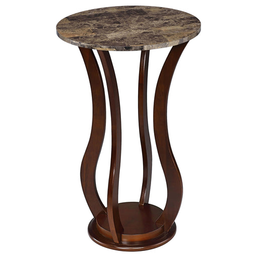 Elton Round Marble Top Accent Table Brown - Mattress & Furniture Super Center (Tampa, FL)