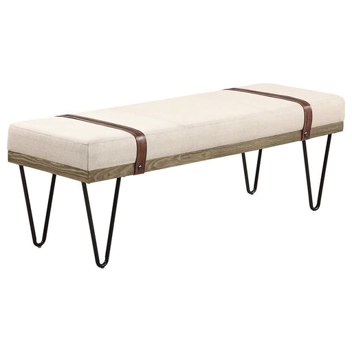 Austin Upholstered Bench Beige and Black - Mattress & Furniture Super Center (Tampa, FL)