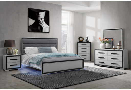 Amelia Grey-Black Bed With LED Dresser-Mirror And Nightstand - Mattress & Furniture Super Center (Tampa, FL)