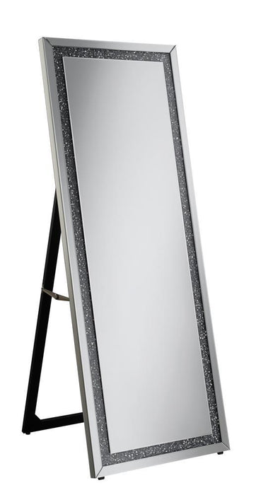 Novak Rectangular Cheval Floor Mirror Silver - Mattress & Furniture Super Center (Tampa, FL)