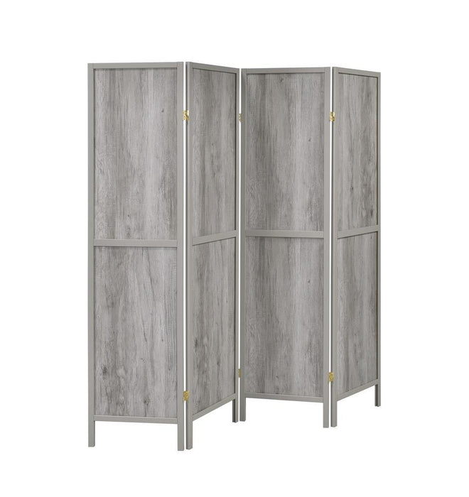 Deepika 4-panel Folding Screen Grey Driftwood - Mattress & Furniture Super Center (Tampa, FL)