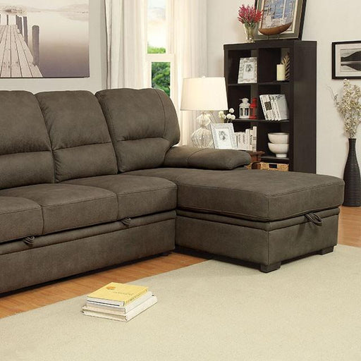 ALCESTER Brown & Gray Sectional w/ Sleeper, Ash - Mattress & Furniture Super Center (Tampa, FL)
