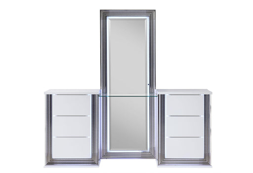 YLIME SMOOTH WHITE VANITY WITH LED - Mattress & Furniture Super Center (Tampa, FL)