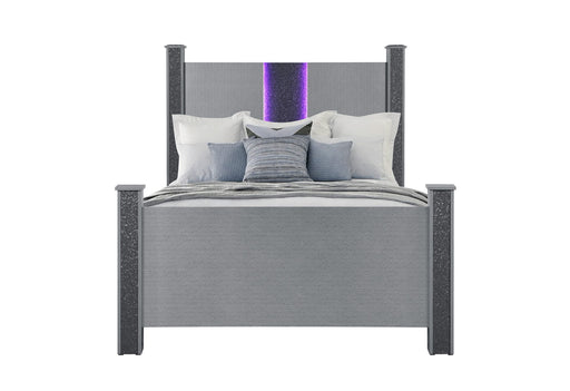 Logan Silver Bed With Led And Speakers - Mattress & Furniture Super Center (Tampa, FL)