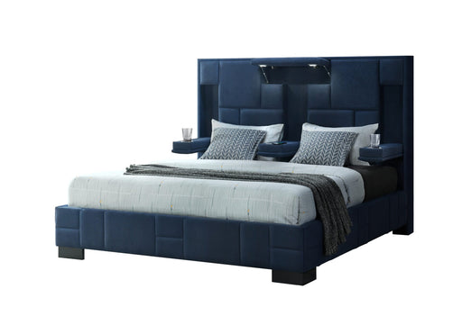 Oscar Navy Blue Bed No Wood Trim - Mattress & Furniture Super Center (Tampa, FL)
