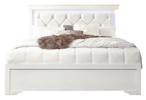 Pompei Metallic White Bed With Led - Mattress & Furniture Super Center (Tampa, FL)