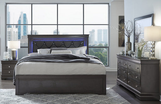 Pompei Metallic Grey Bed Group With Led - Mattress & Furniture Super Center (Tampa, FL)