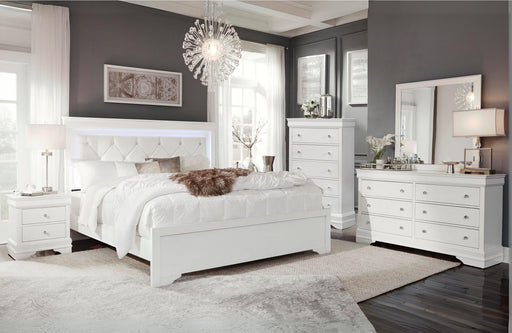 Pompei Metallic White Group With Led - Mattress & Furniture Super Center (Tampa, FL)