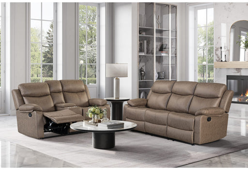 U6026 Brown Reclining Sofa-Reclining Console Loveseat - Mattress & Furniture Super Center (Tampa, FL)