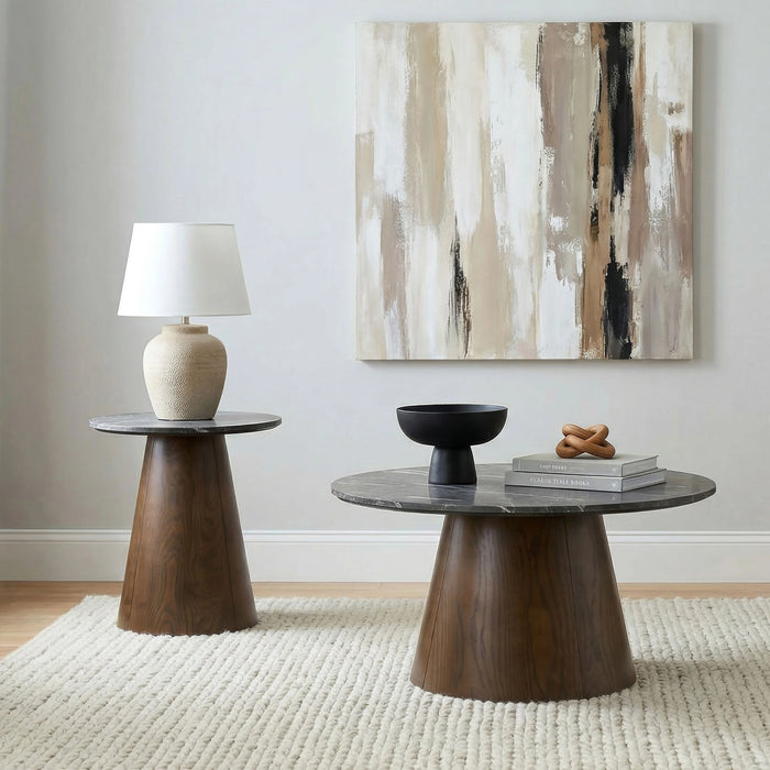 Franklin Round Pedestal End Table
