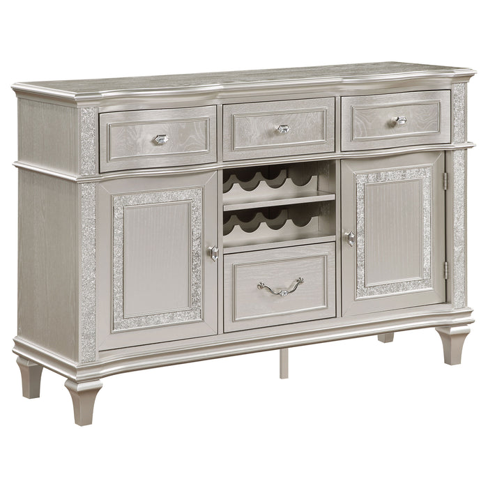 Evangeline 4-drawer Sideboard Server with Faux Diamond Trim Silver Oak image