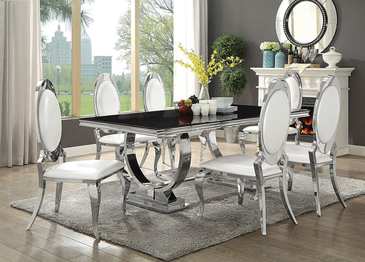 Antoine Rectangular Glass Top Dining Set Chrome - Mattress & Furniture Super Center (Tampa, FL)