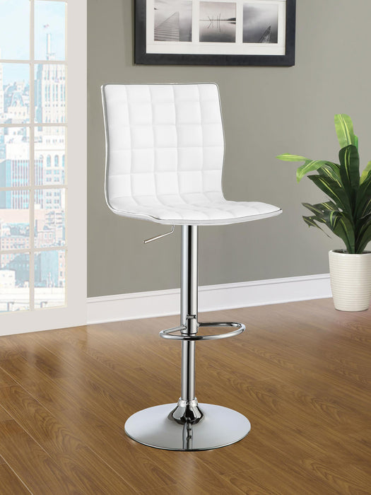 Ashbury Upholstered Adjustable Bar Stools White and Chrome (Set of 2) - Mattress & Furniture Super Center (Tampa, FL)