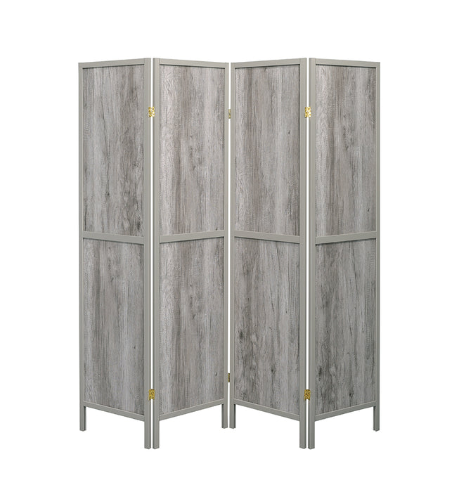 Deepika 4-panel Folding Screen Grey Driftwood - Mattress & Furniture Super Center (Tampa, FL)