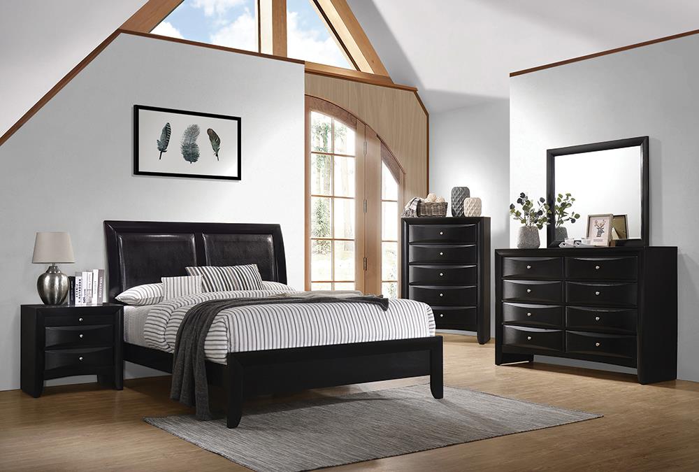 Briana 4-Piece Eastern King Panel Bedroom Set with Sleigh Headboard Black image