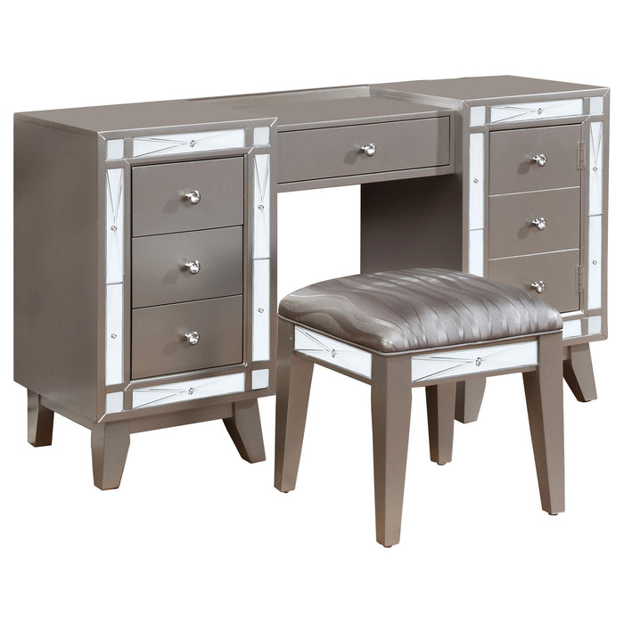 Leighton Vanity Desk and Stool Metallic Mercury image