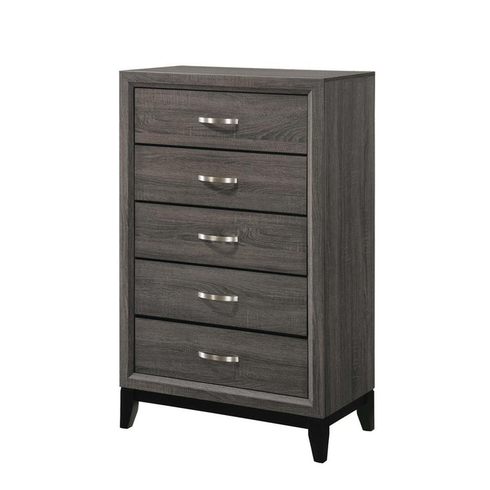 Watson 5-drawer Chest Grey Oak and Black - Mattress & Furniture Super Center (Tampa, FL)