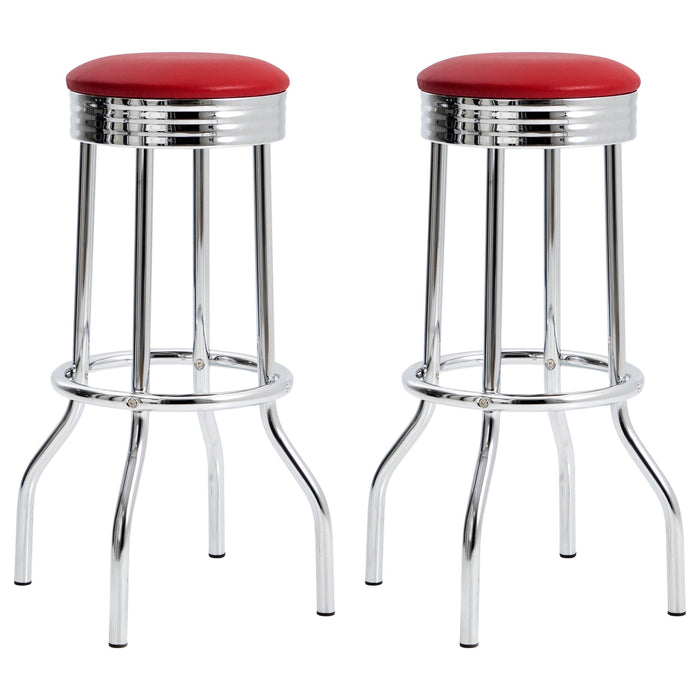 Theodore Upholstered Top Bar Stools Red and Chrome (Set of 2) - Mattress & Furniture Super Center (Tampa, FL)