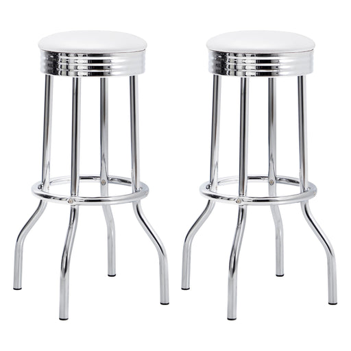 Theodore Upholstered Top Bar Stools White and Chrome (Set of 2) - Mattress & Furniture Super Center (Tampa, FL)