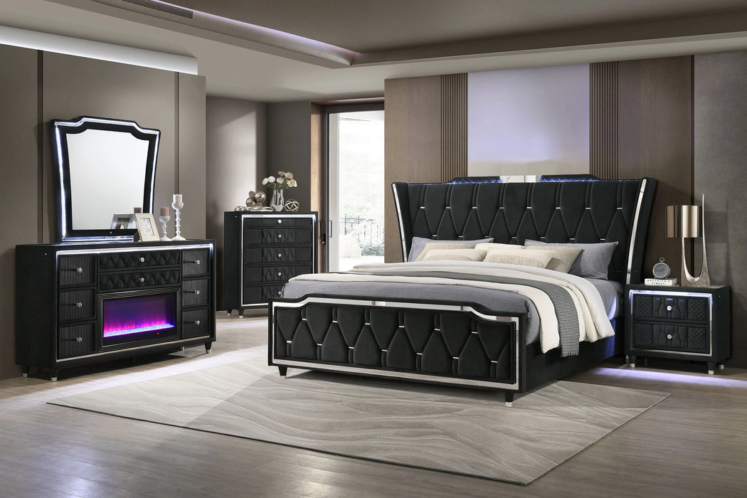Lorient LED Flame Box Dresser with Mirror