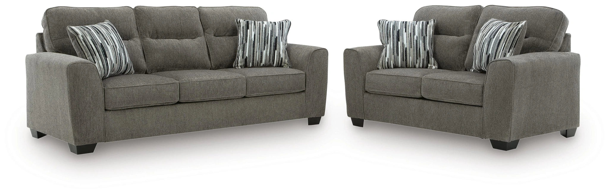 Olten Living Room Set - Graphite 2-Piece: Sofa/Loveseat