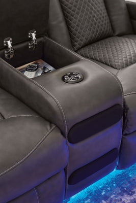 Fyne-Dyme Power Reclining Loveseat with Console - Mattress & Furniture Super Center (Tampa, FL)